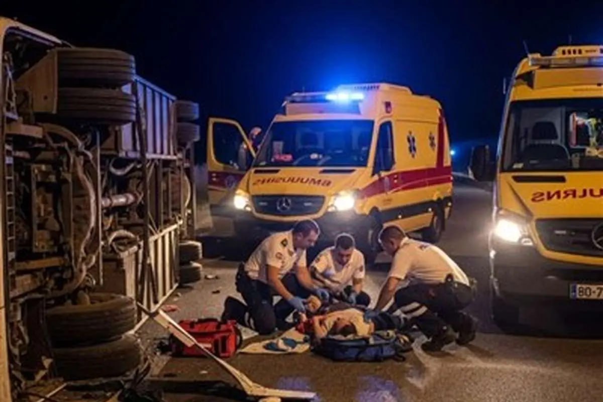 آخرین وضعیت مصدومان حادثه واژگونی اتوبوس در شیراز