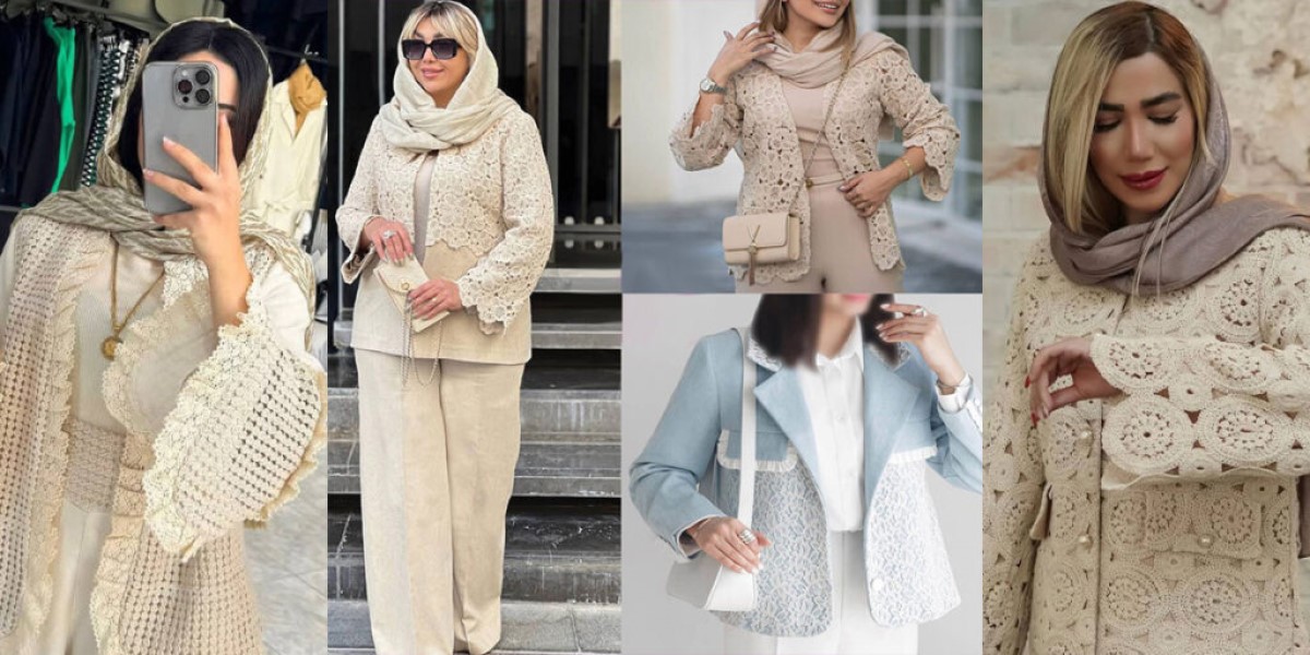 چند مدل مانتو قلاب بافی ترند سال 1404 | استایلی جذاب با مدل مانتو با پارچه گیپور قلاب بافی؛ انواع مدل مانتو قلاب بافی