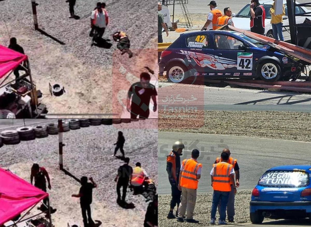 رالی خون در پیست آزادی| برخورد خودروی مسابقه با عکاس و فیلمبردار