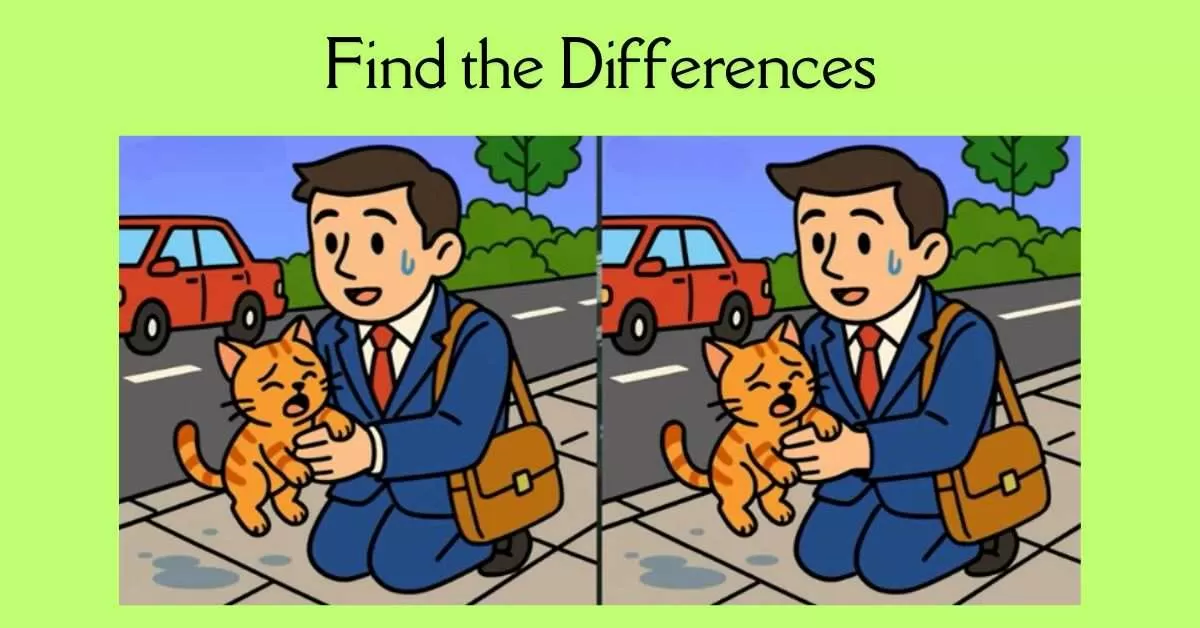 معما روز | ۳ تفاوت را در تصویر «مردی که گربهای را بغل میکند» پیدا کنید، آیا میتوانید رکورد ۳۷ ثانیه را بشکنید؟